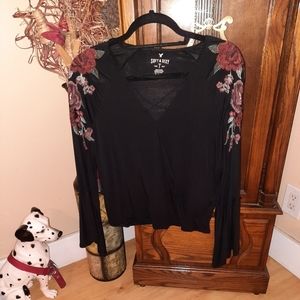 American Eagle Women's  Flared-Sleeved Top